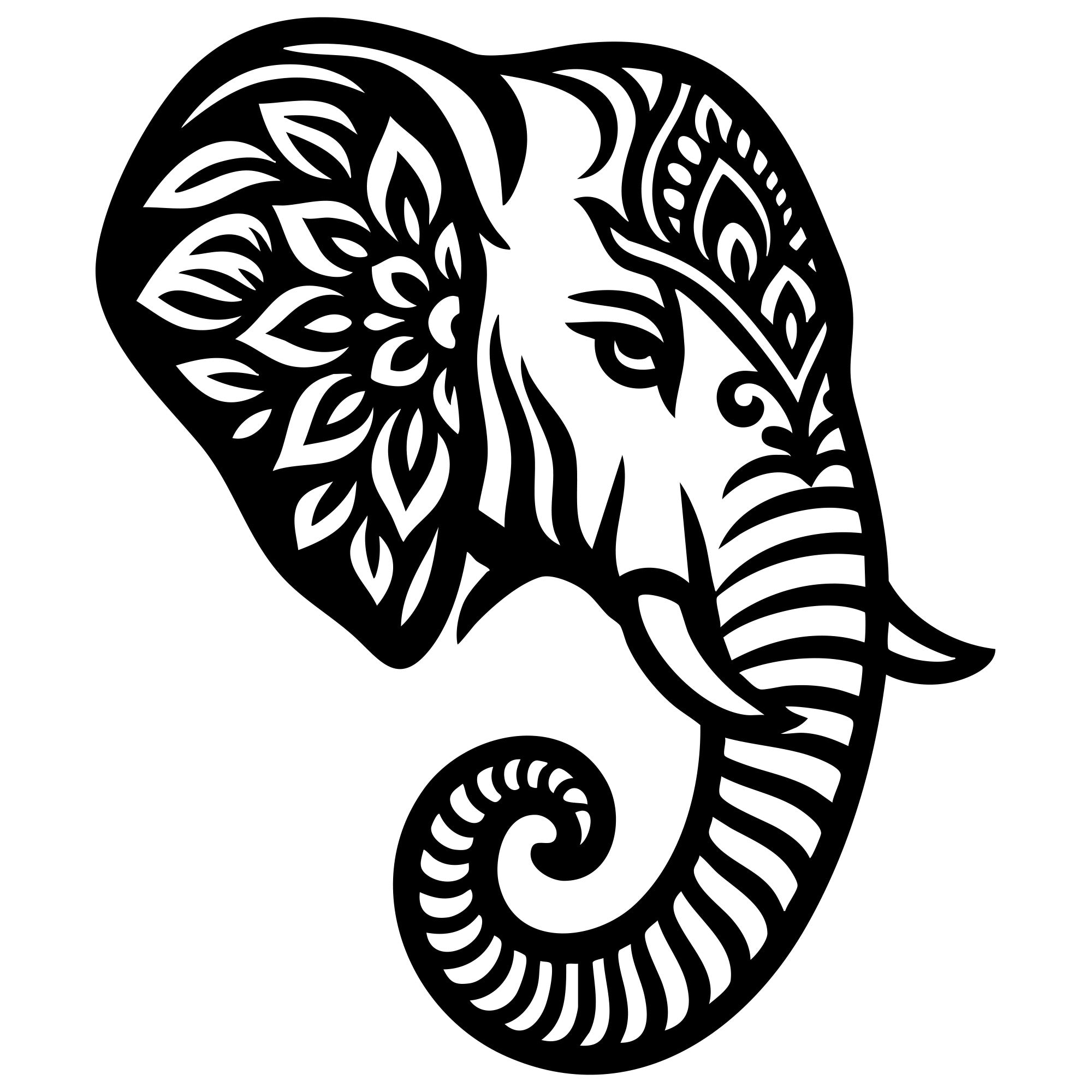 Mandala Elephant Head DXF File – CNC Cutting Design | AWELEPHANT530