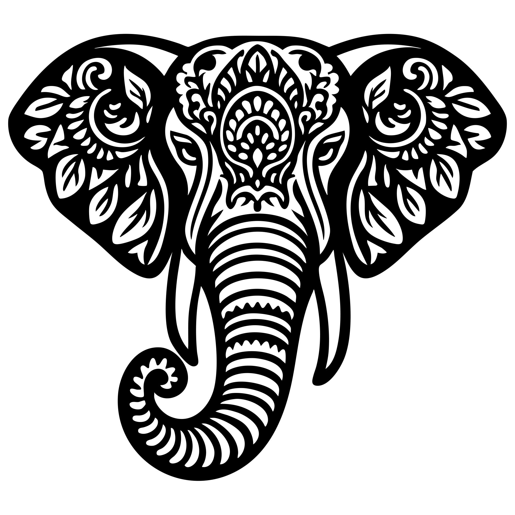 Mandala Elephant Head DXF File – CNC Cutting Design | AWELEPHANT534