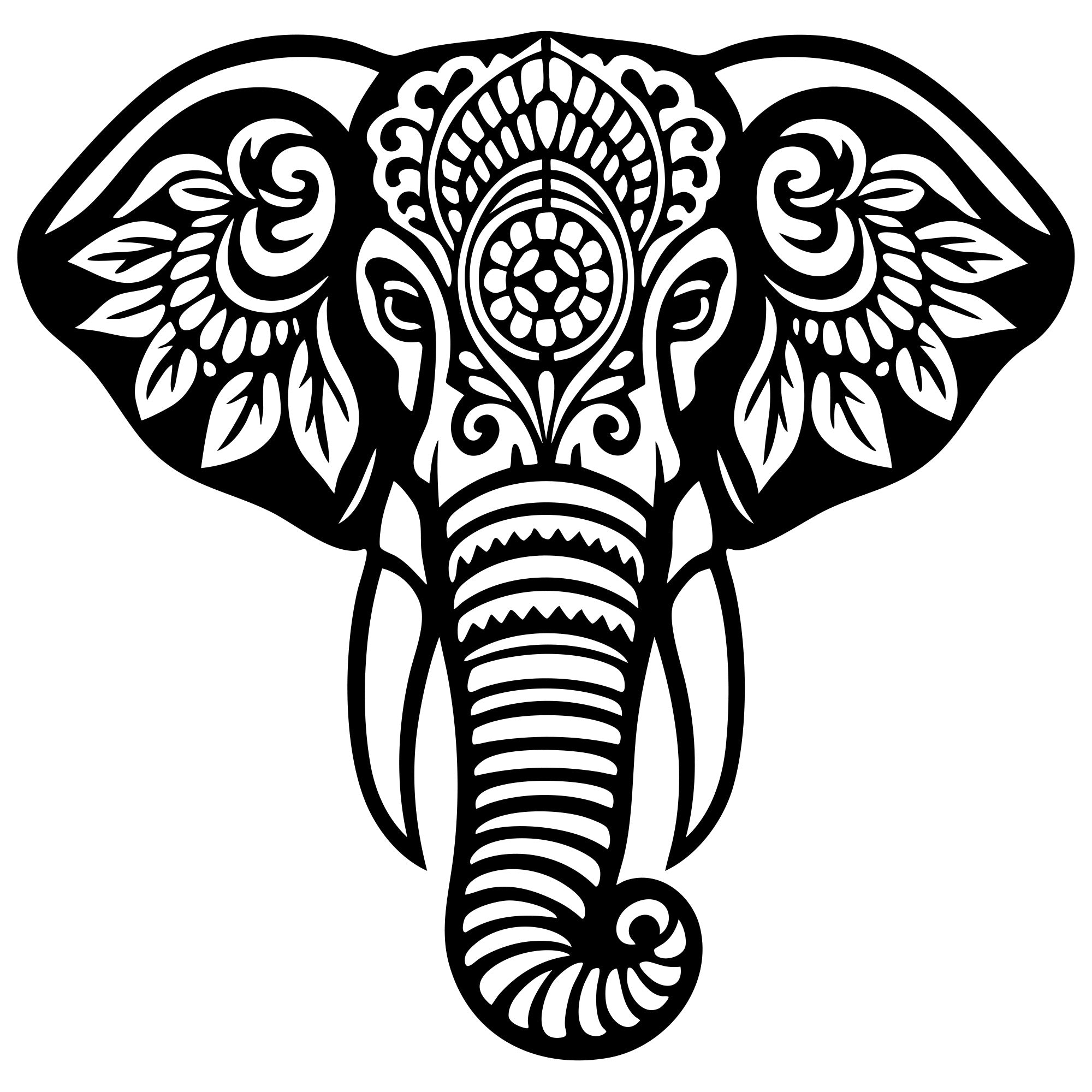 Mandala Elephant Head DXF File – CNC Cutting Design | AWELEPHANT535