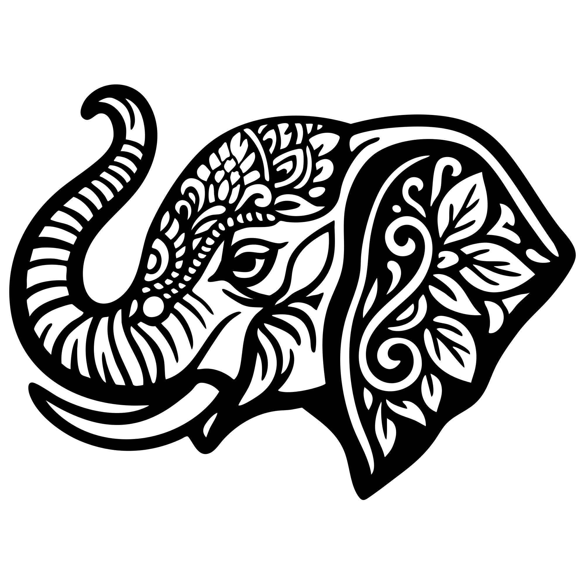 Mandala Elephant Head DXF File – CNC Cutting Design | AWELEPHANT536