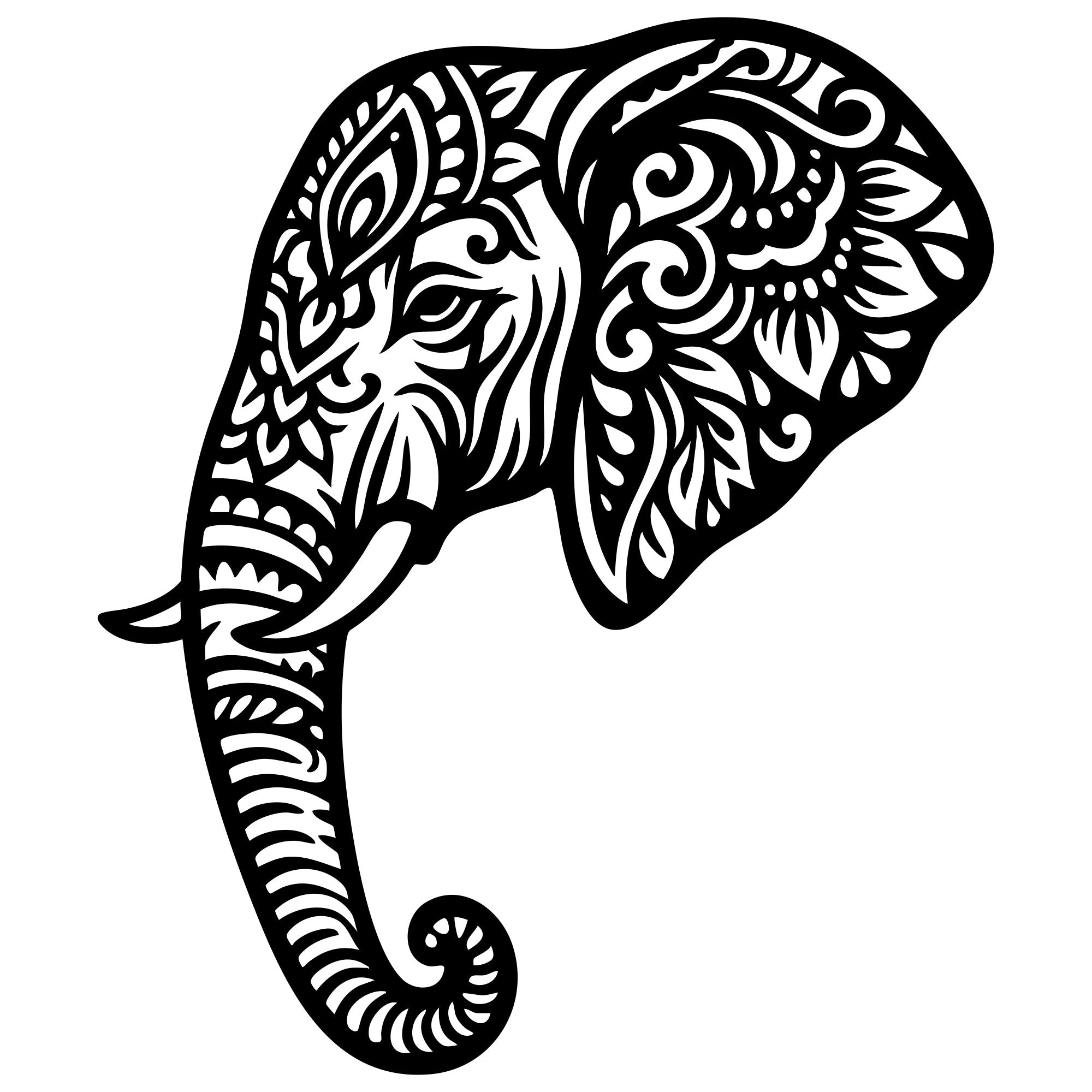 Mandala Elephant Head DXF File – CNC Cutting Design | AWELEPHANT539