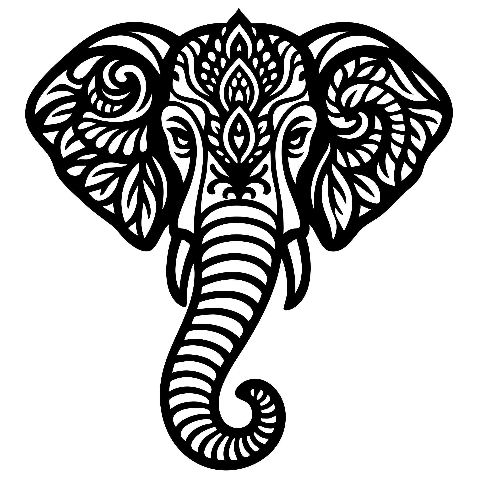 Mandala Elephant Head DXF File – CNC Cutting Design | AWELEPHANT546