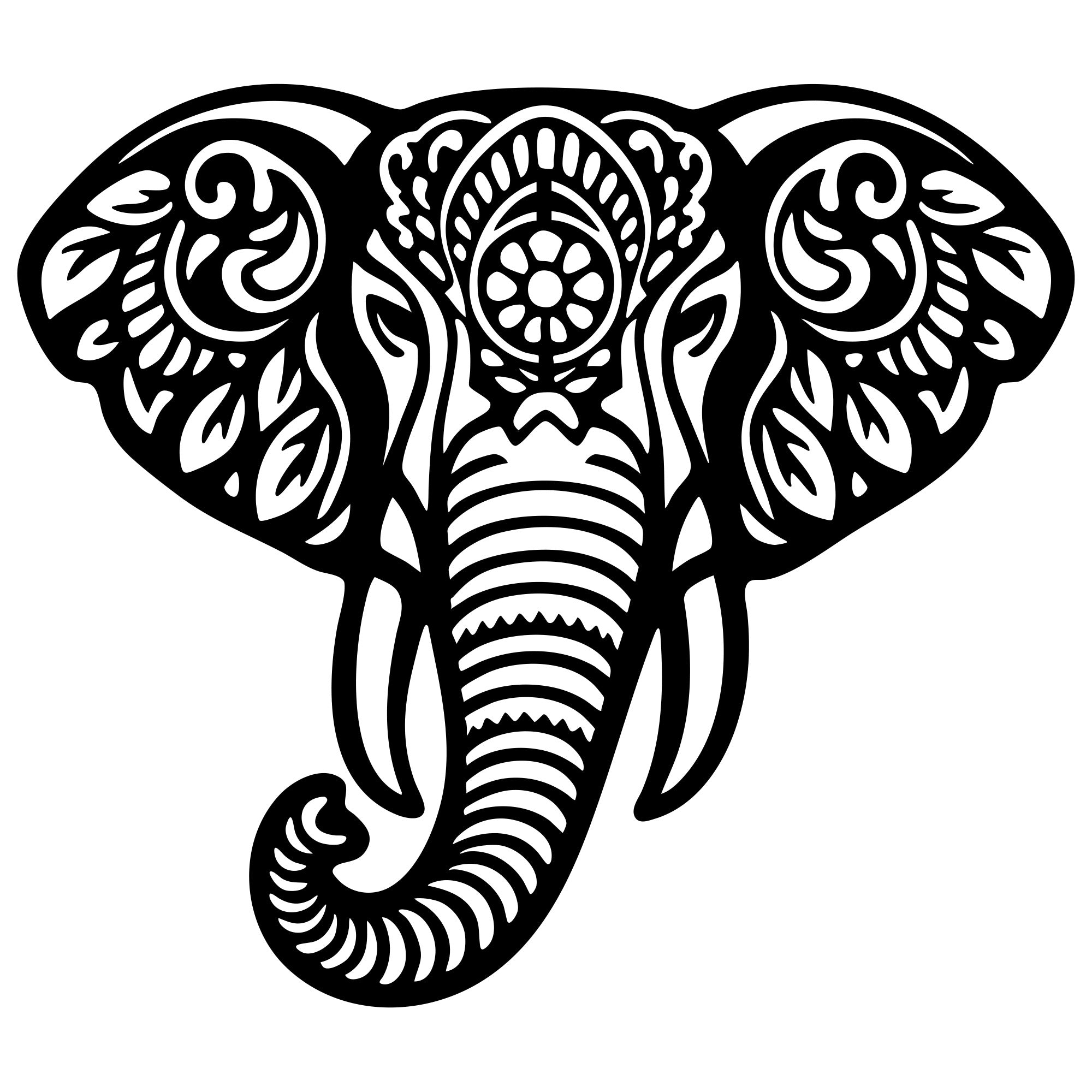 Mandala Elephant Head DXF File – CNC Cutting Design | AWELEPHANT552