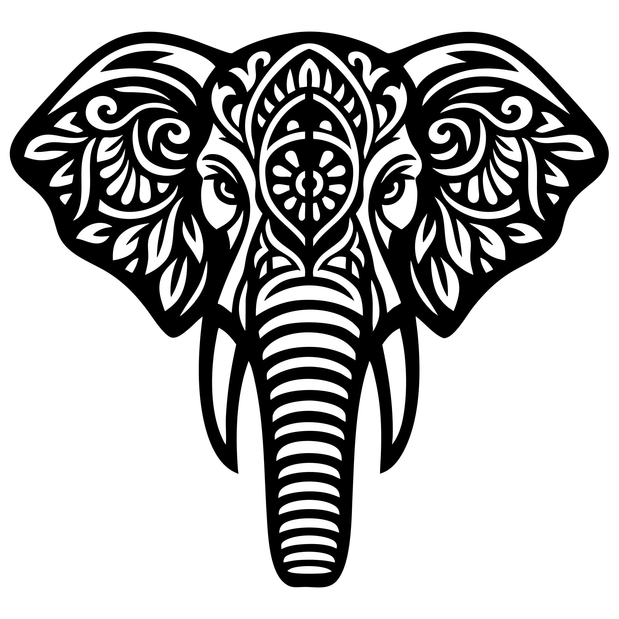 Mandala Elephant Head DXF File – CNC Cutting Design | AWELEPHANT554