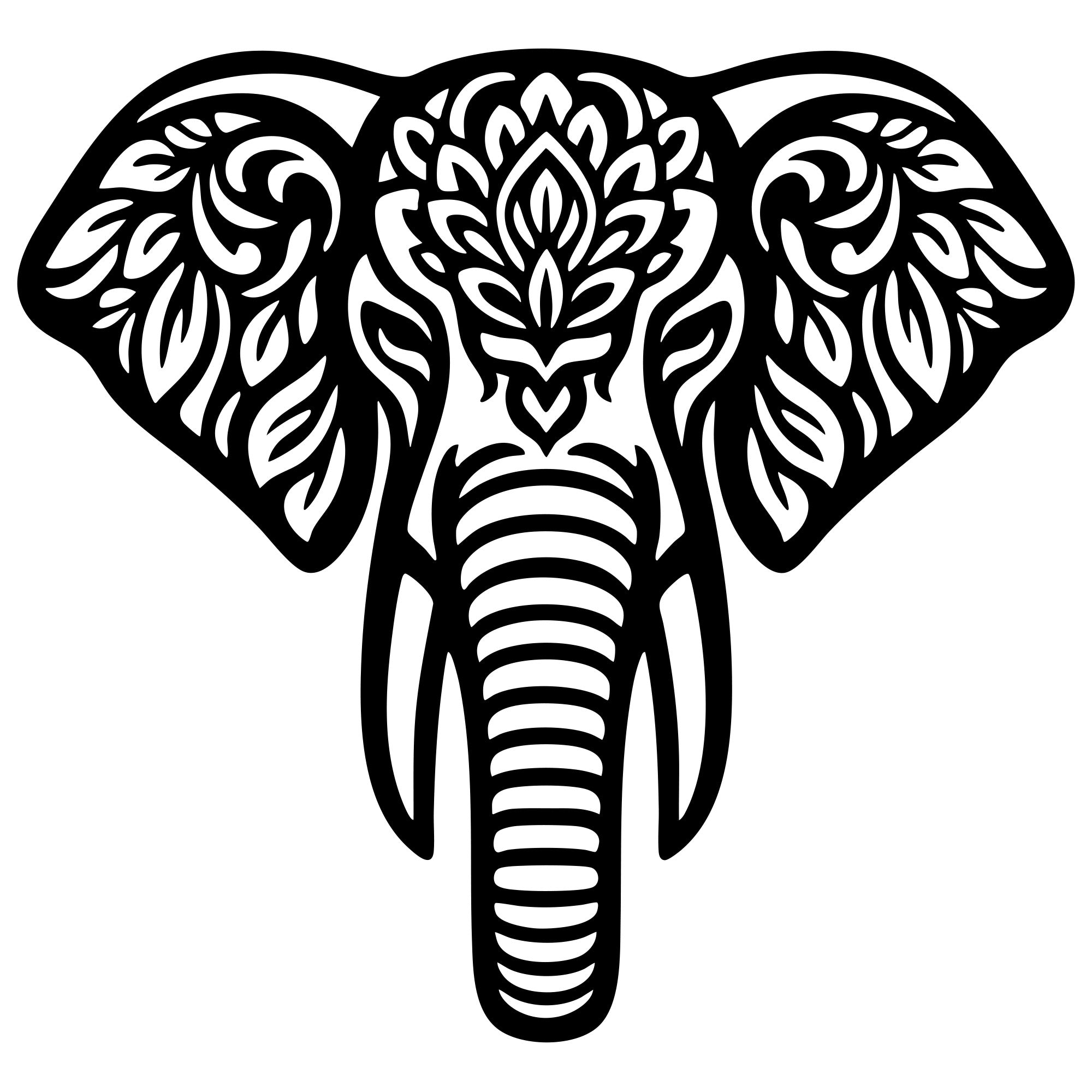 Mandala Elephant Head DXF File – CNC Cutting Design | AWELEPHANT555