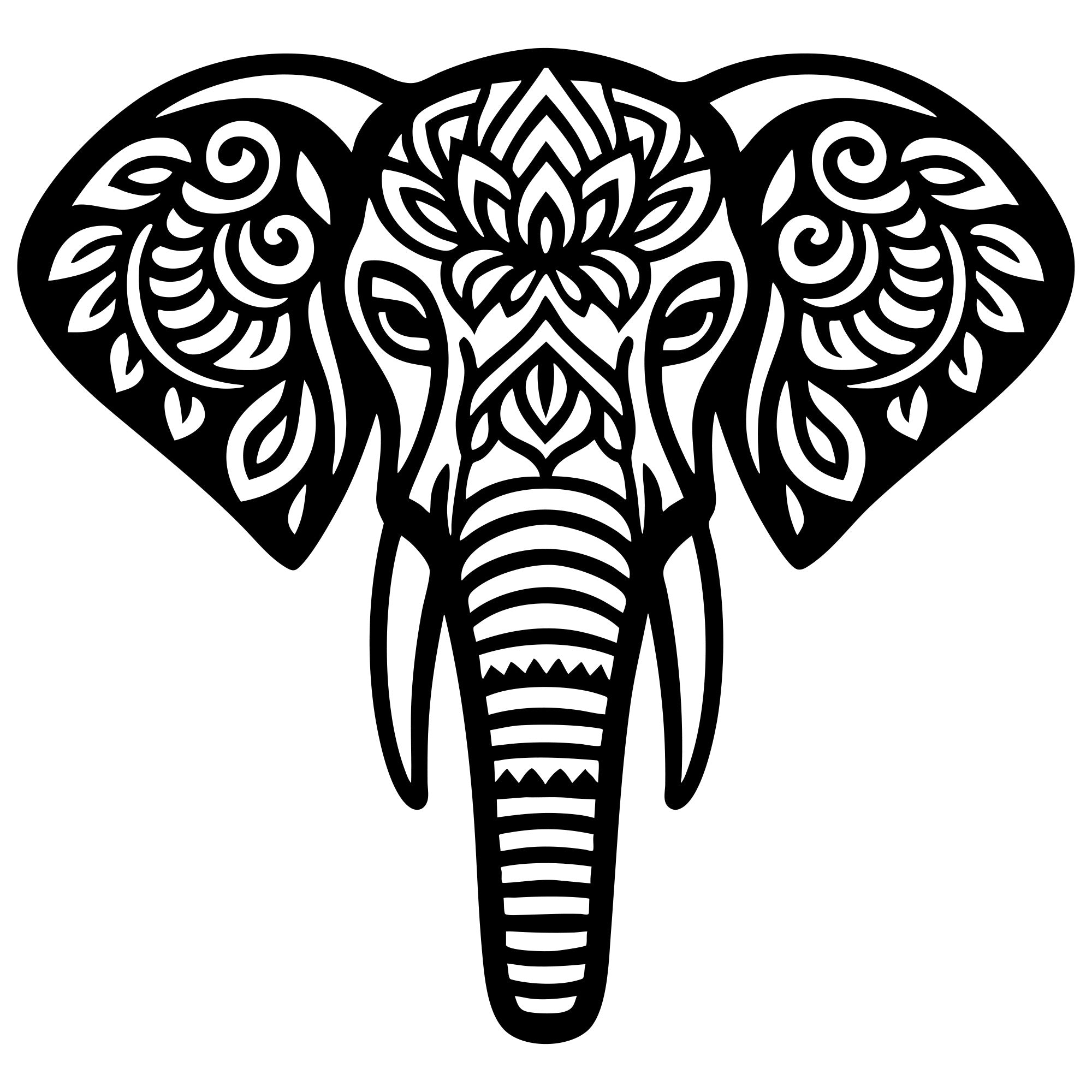 Mandala Elephant Head DXF File – CNC Cutting Design | AWELEPHANT556