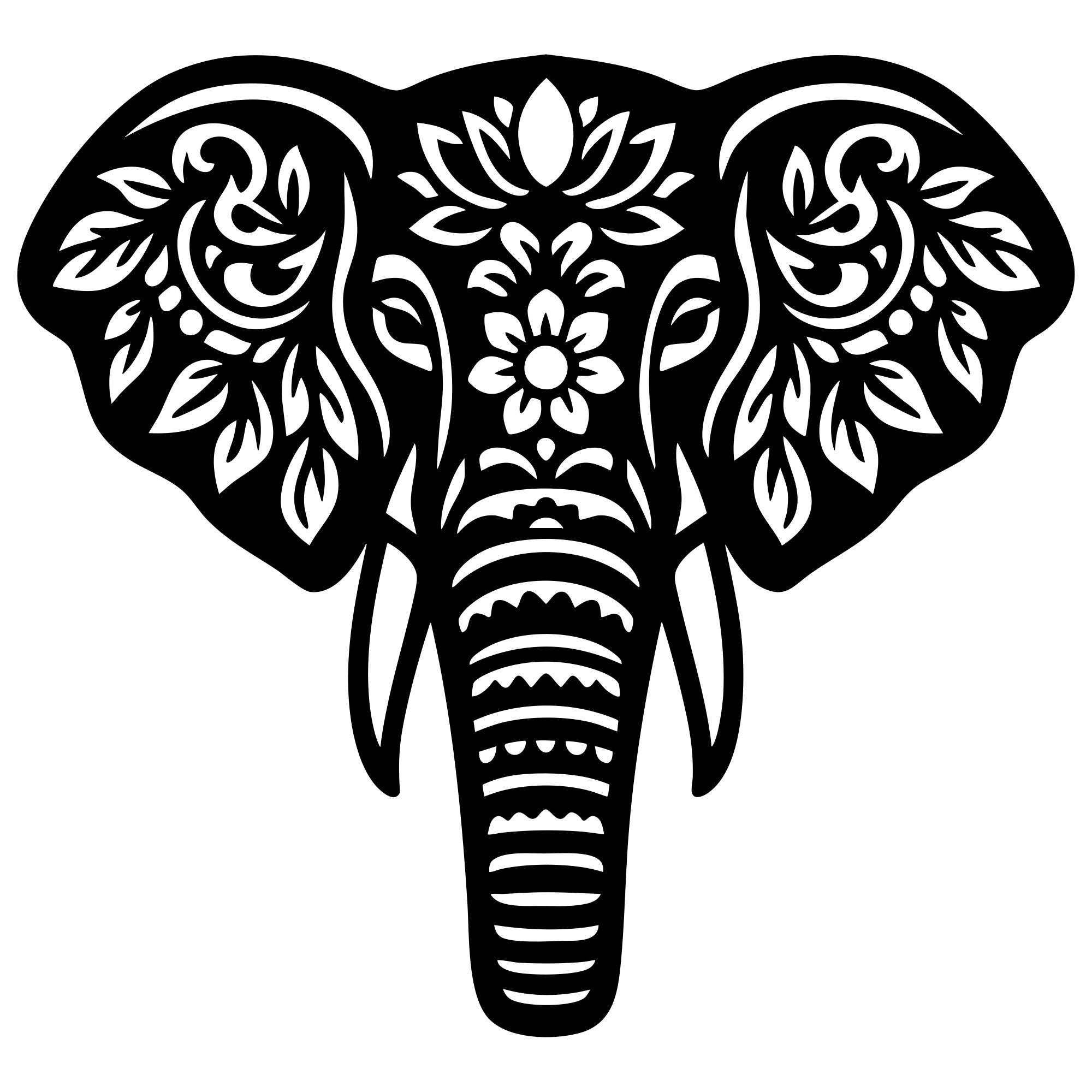 Mandala Elephant Head DXF File – CNC Cutting Design | AWELEPHANT557