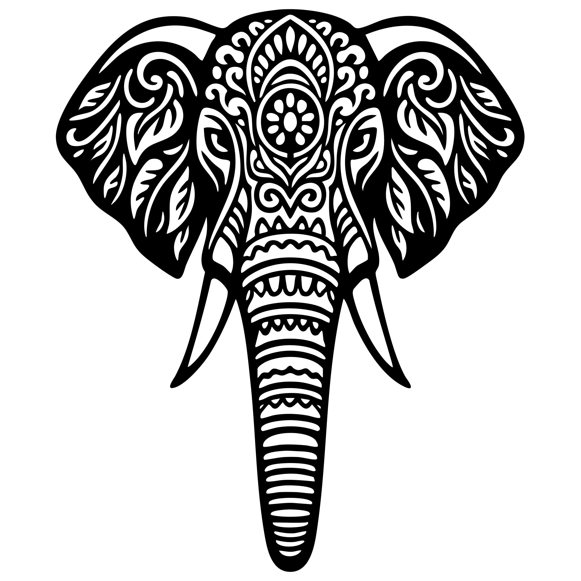 Mandala Elephant Head DXF File – CNC Cutting Design | AWELEPHANT558