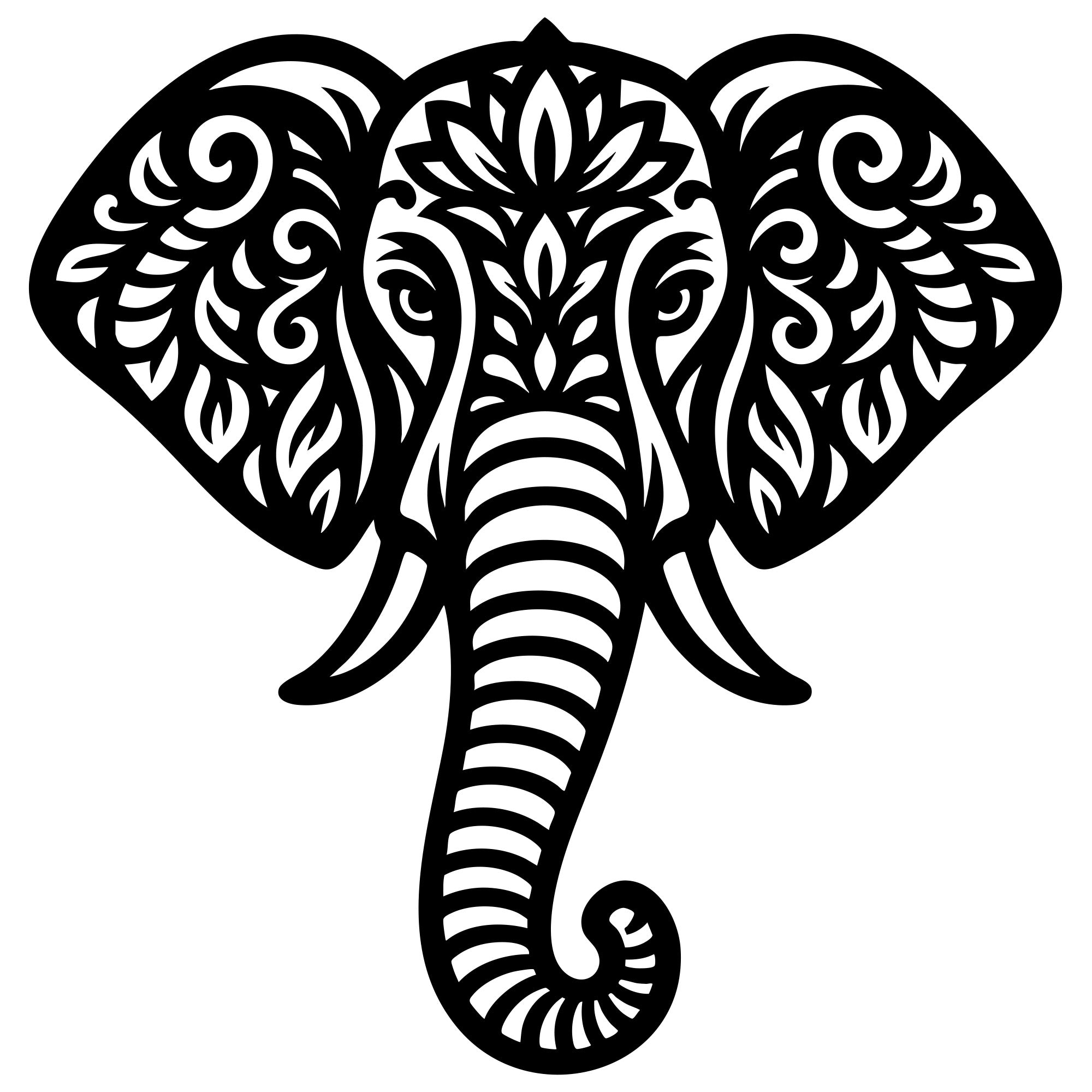 Mandala Elephant Head DXF File – CNC Cutting Design | AWELEPHANT573