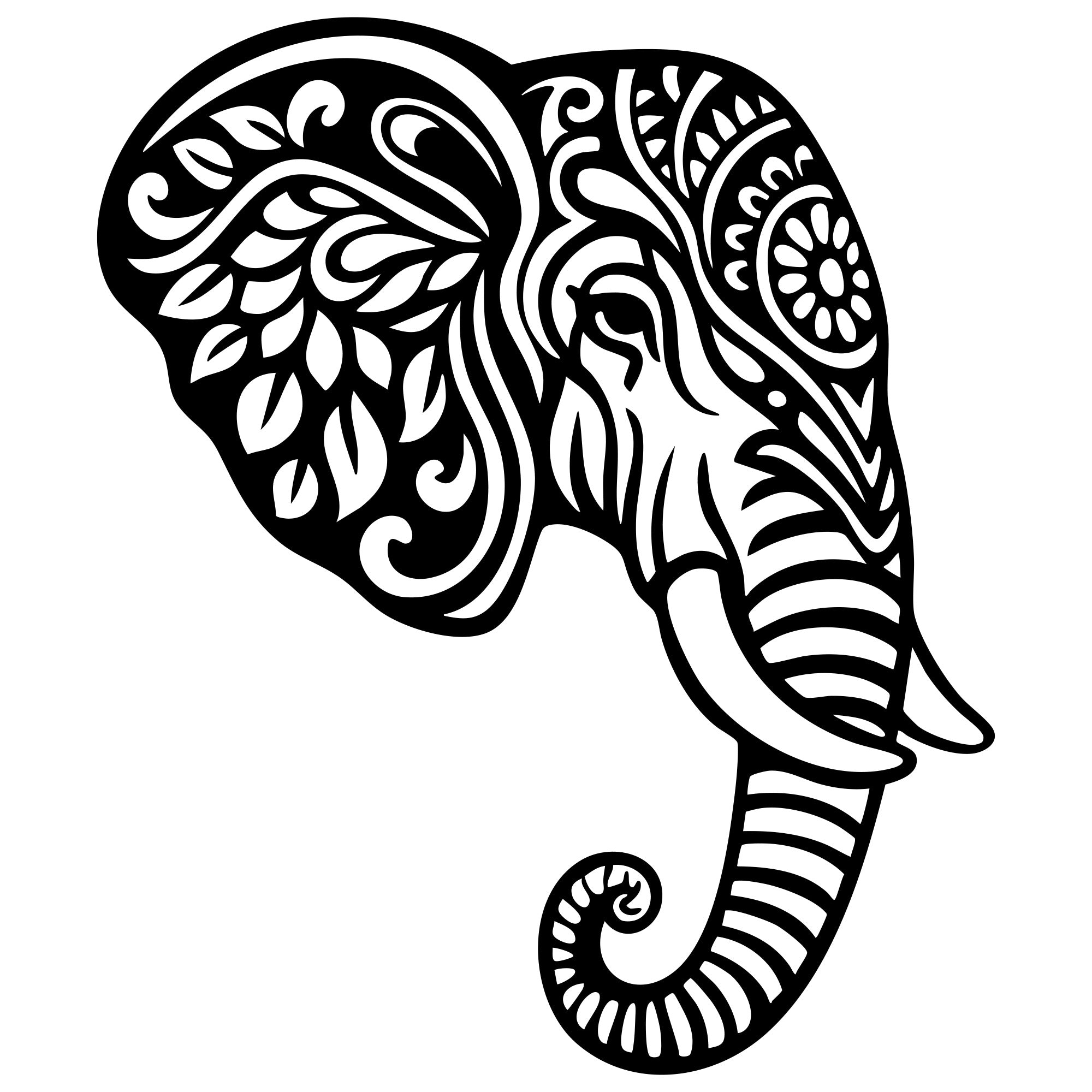 Mandala Elephant Head DXF File – CNC Cutting Design | AWELEPHANT578