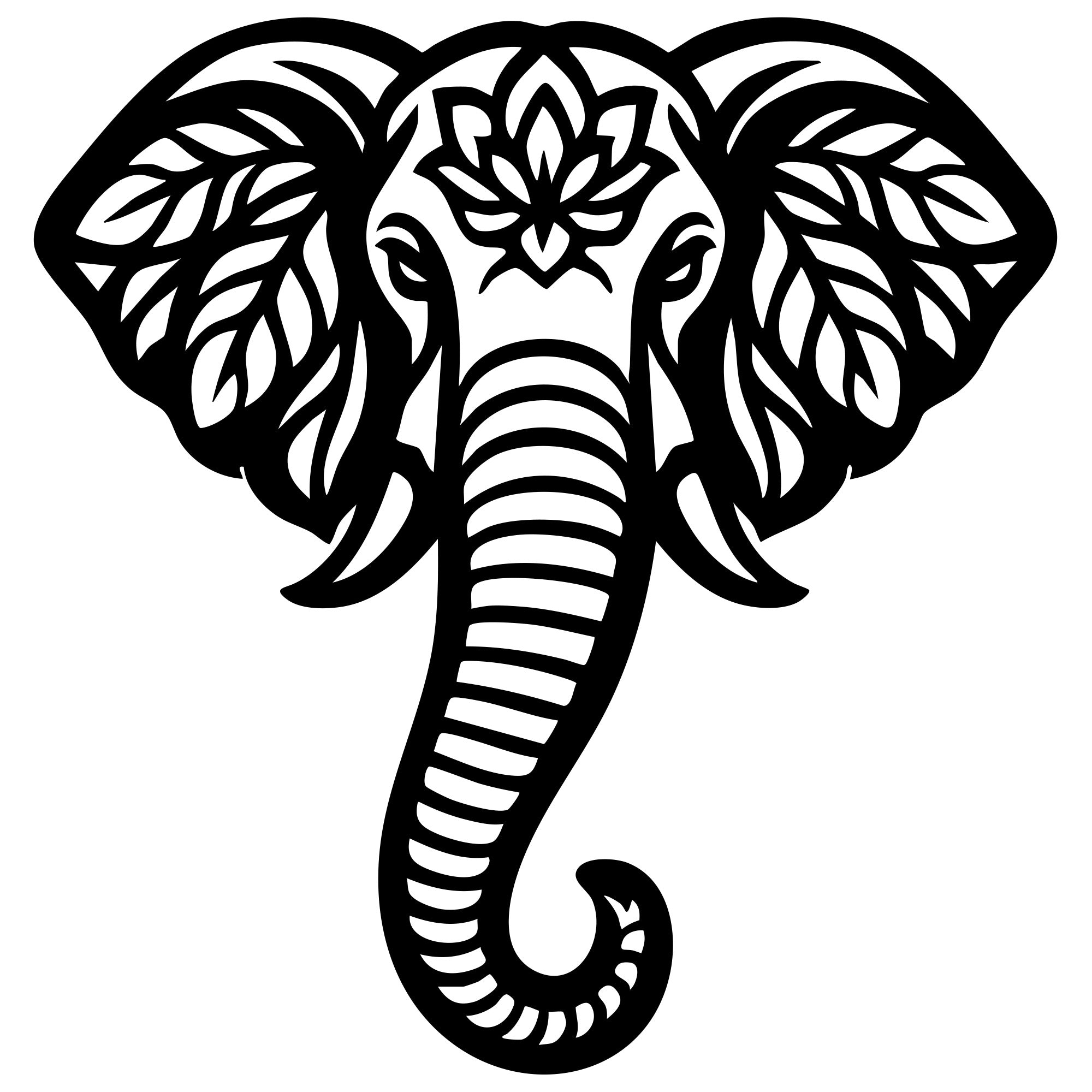 Mandala Elephant Head DXF File – CNC Cutting Design | AWELEPHANT579