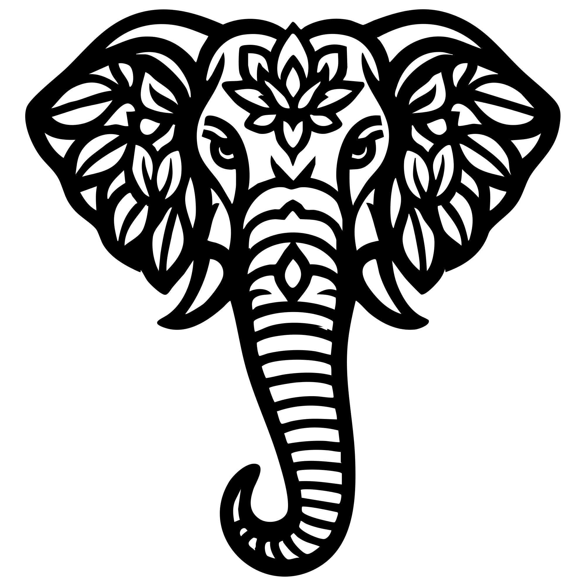 Mandala Elephant Head DXF File – CNC Cutting Design | AWELEPHANT581