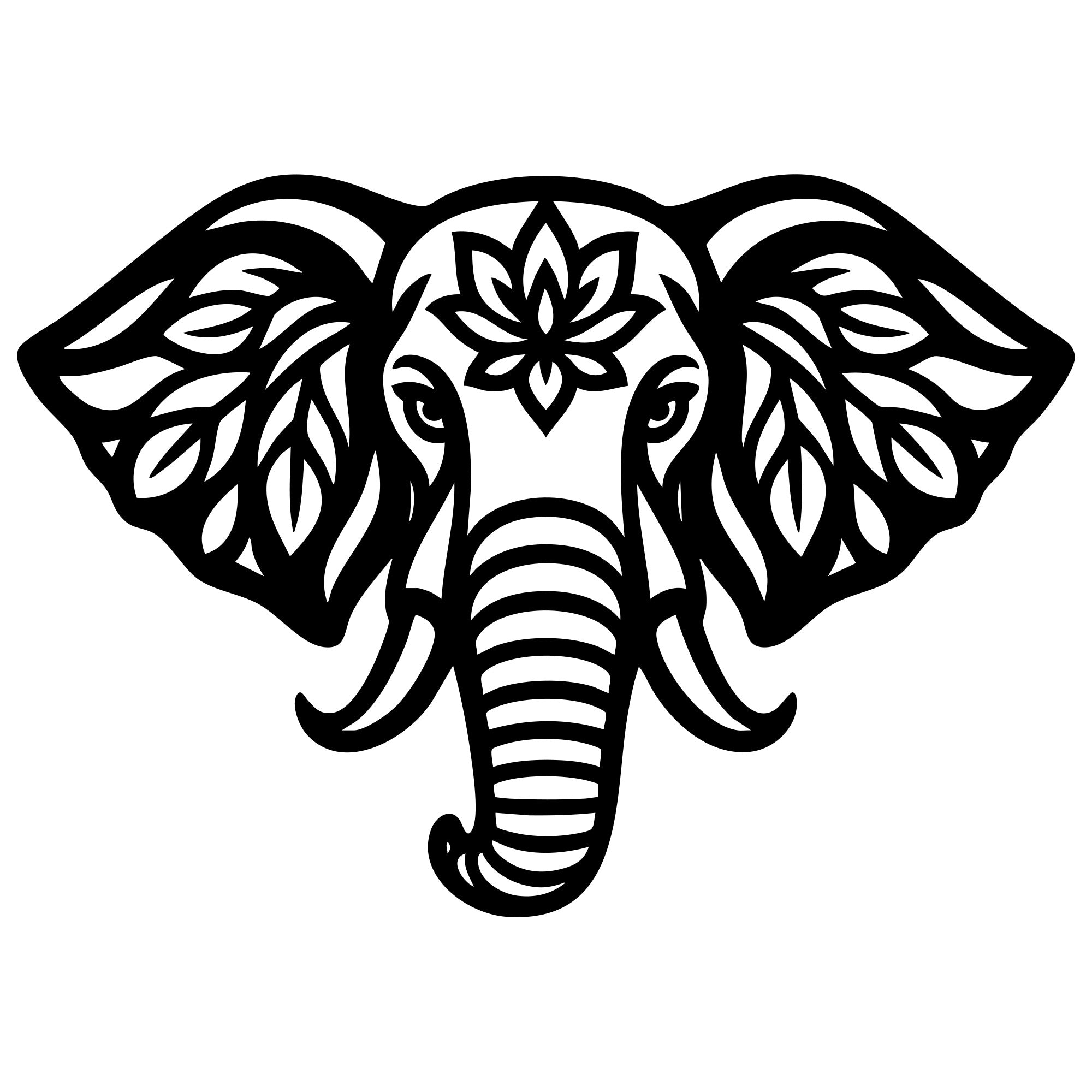 Mandala Elephant Head DXF File – CNC Cutting Design | AWELEPHANT583