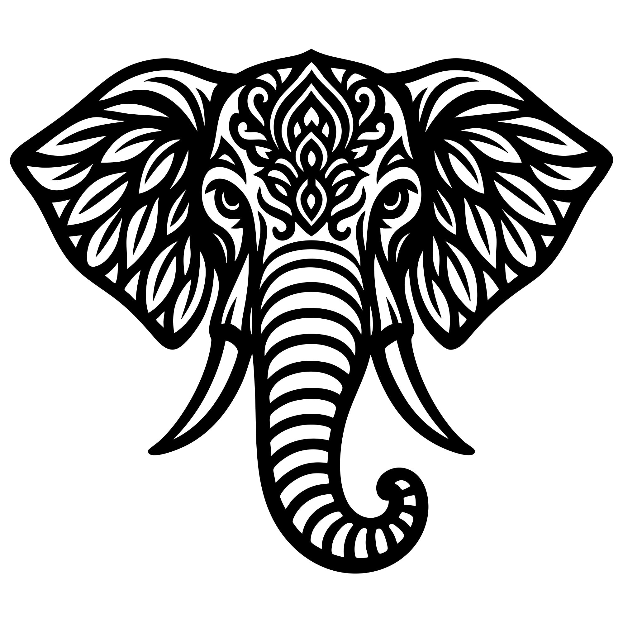 Mandala Elephant Head DXF File – CNC Cutting Design | AWELEPHANT586