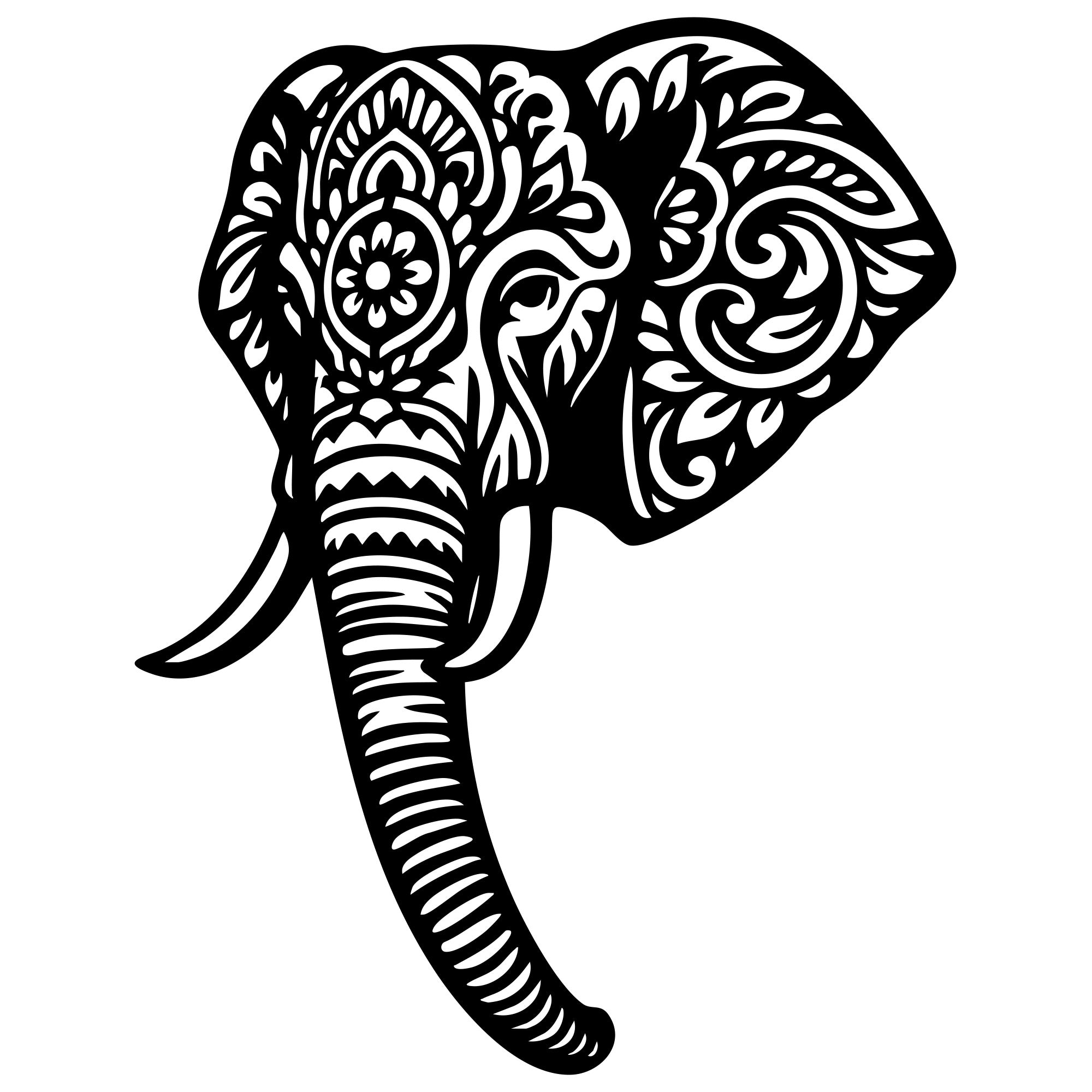 Mandala Elephant Head DXF File – CNC Cutting Design | AWELEPHANT591