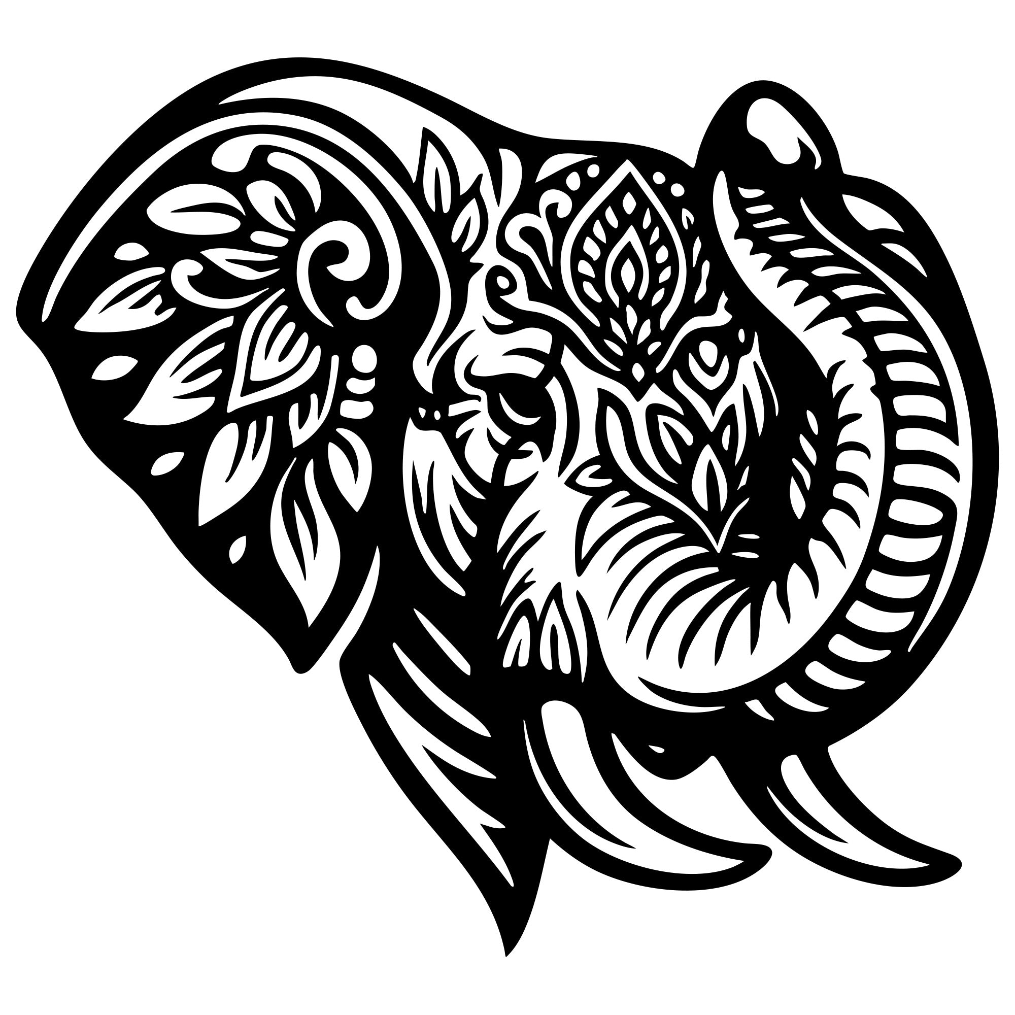 Mandala Elephant Head DXF File – CNC Cutting Design | AWELEPHANT593