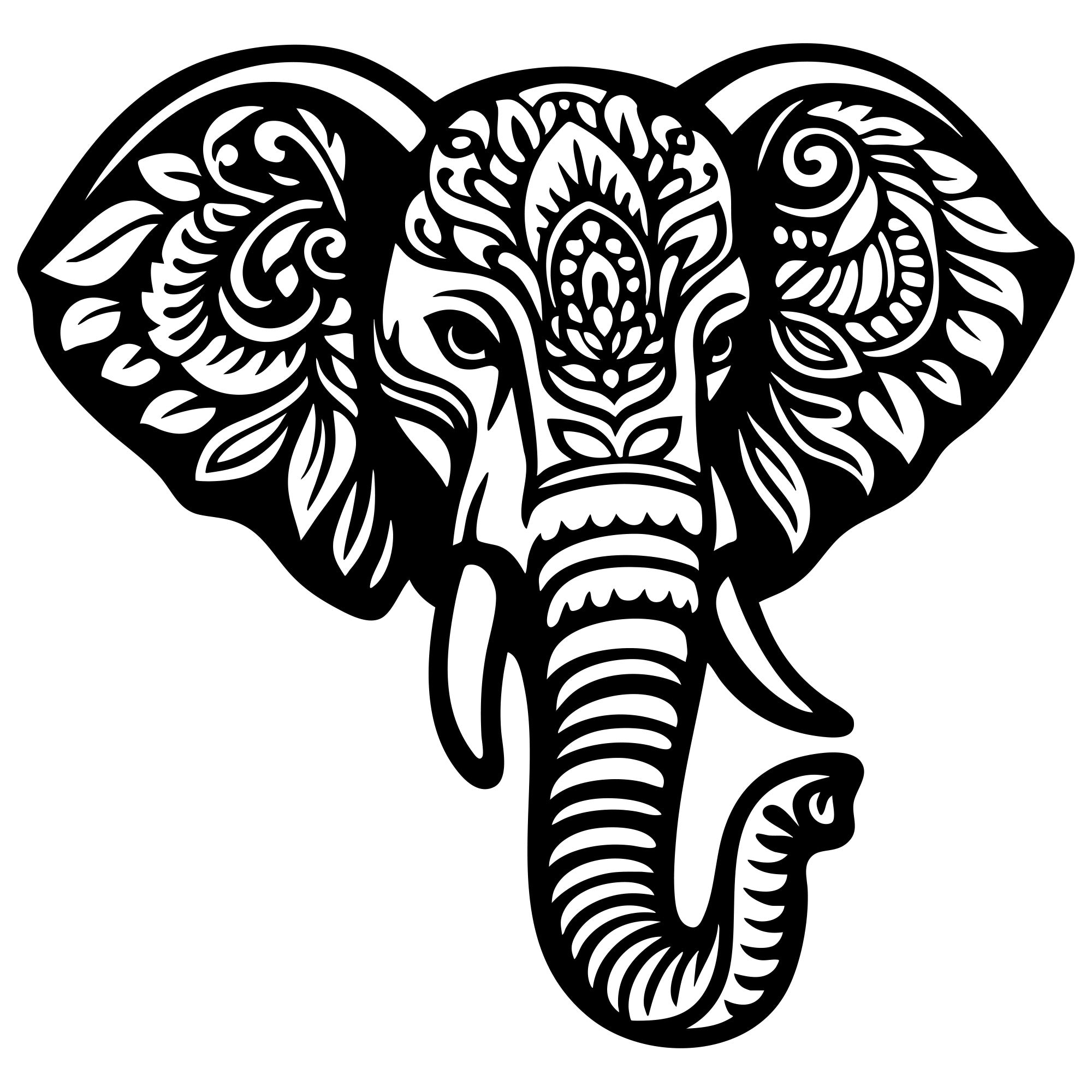 Mandala Elephant Head DXF File – CNC Cutting Design | AWELEPHANT595