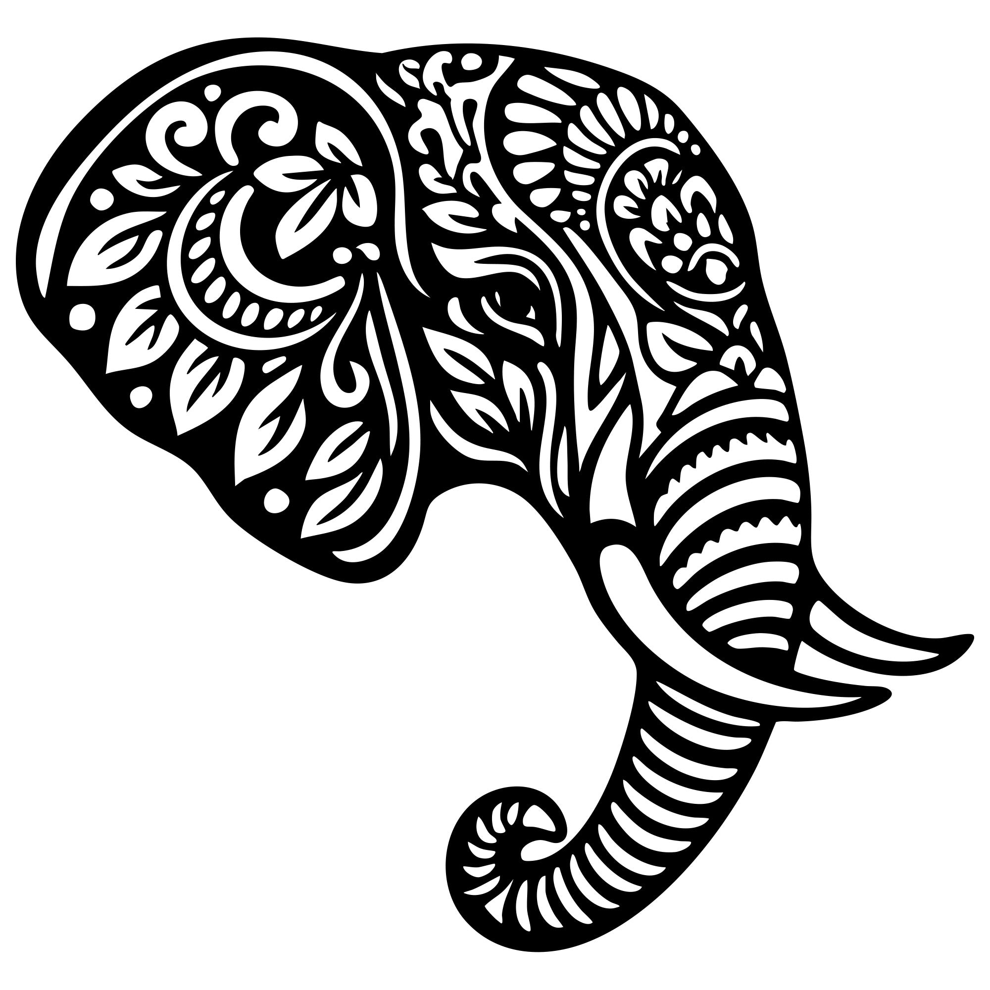 Mandala Elephant Head DXF File – CNC Cutting Design | AWELEPHANT598