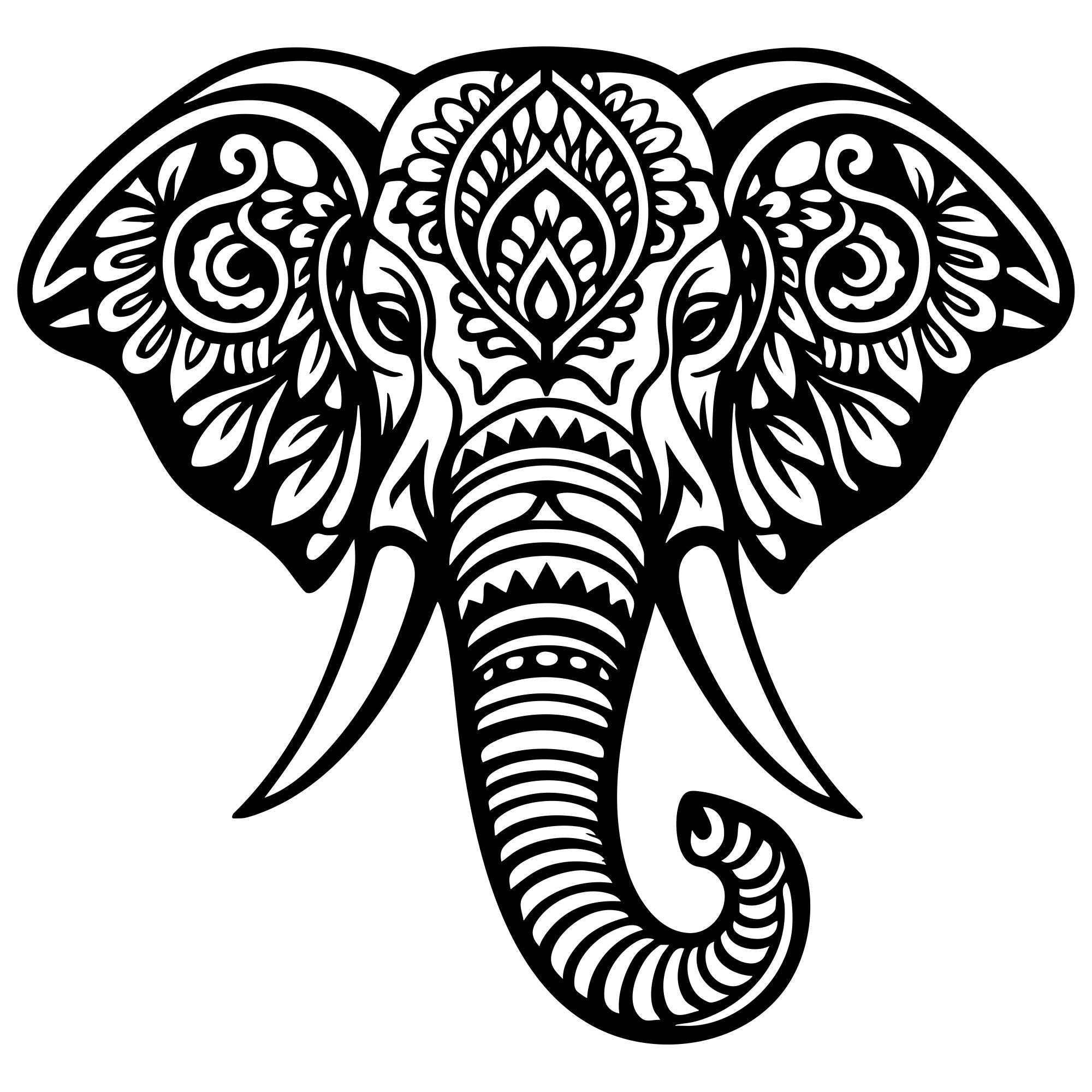 Mandala Elephant Head DXF File – CNC Cutting Design | AWELEPHANT601