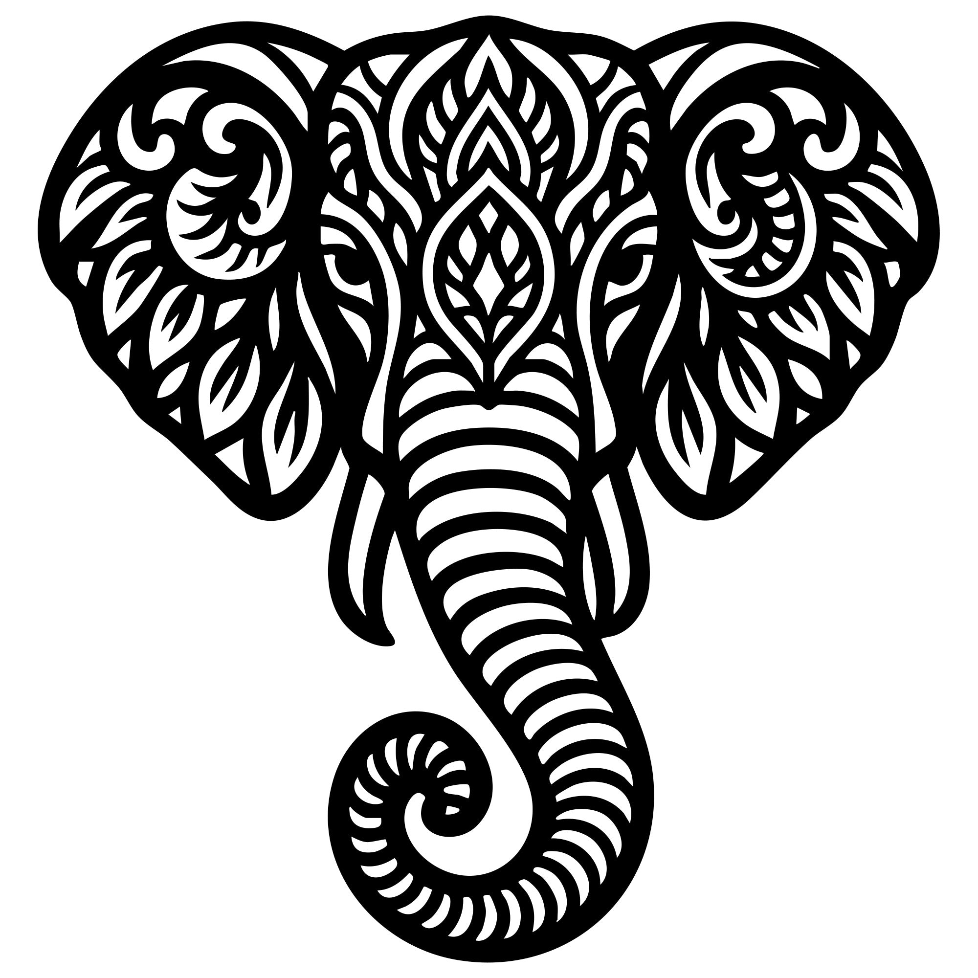 Mandala Elephant Head DXF File – CNC Cutting Design | AWELEPHANT609