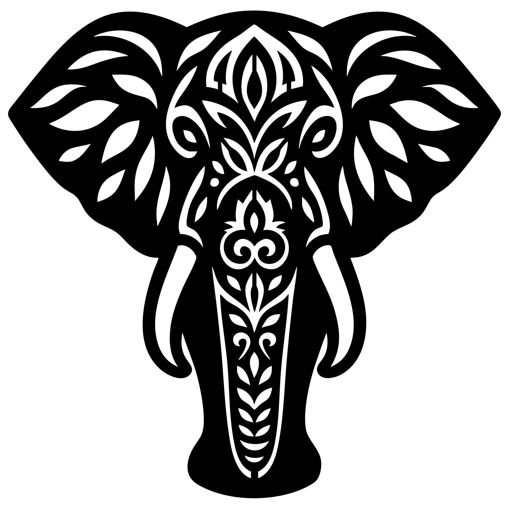 Mandala Elephant Head DXF File – CNC Cutting Design | AWELEPHANT266