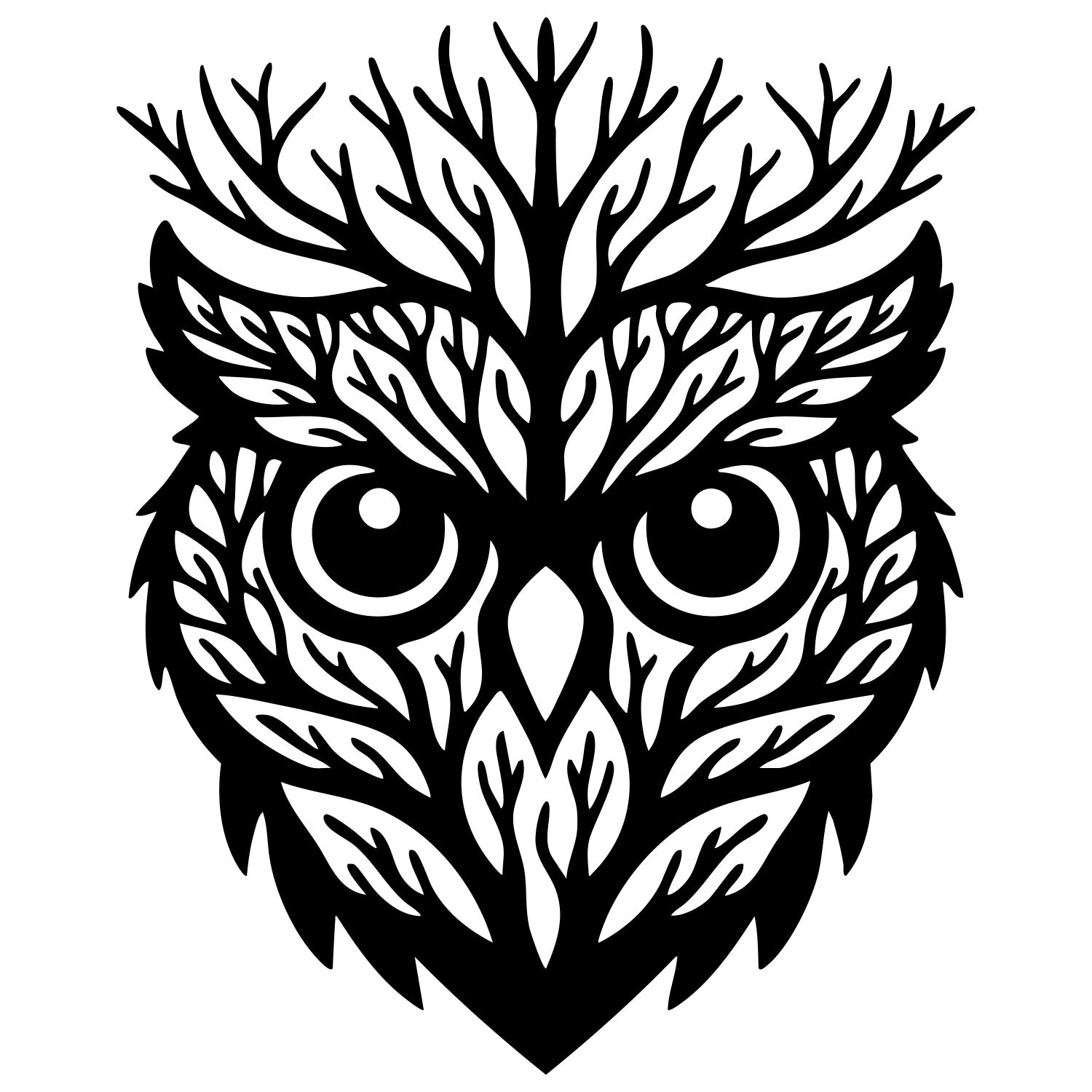 Owl Tree Head DXF File – CNC Cutting Design | ABOWL196