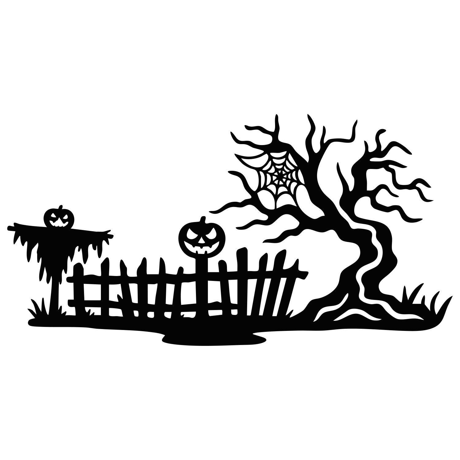 Pumpkin Fence Scene Halloween DXF File | OHHALLOWEEN15