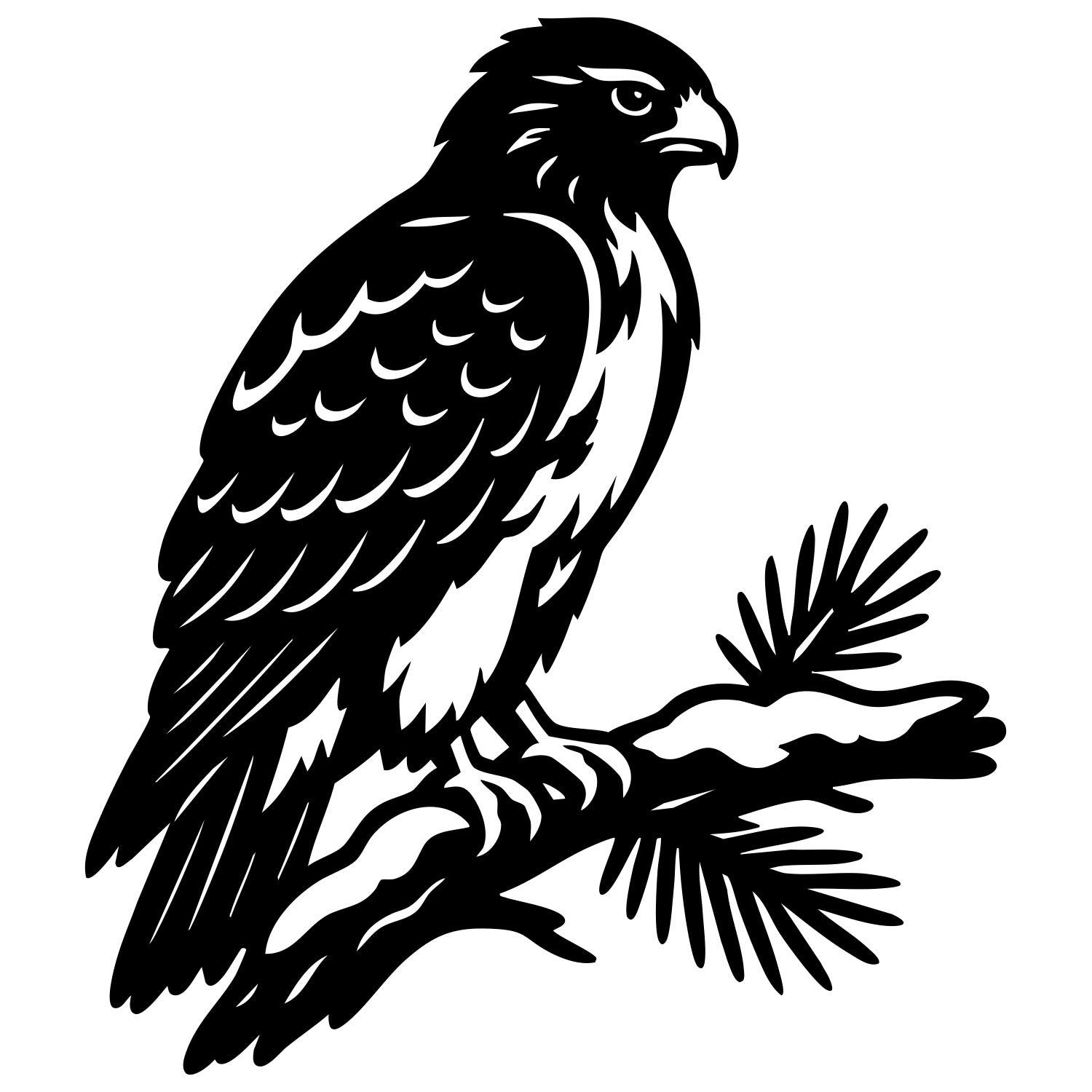 Red-tailed Hawk DXF File – CNC Cutting Design | ABHAWK104