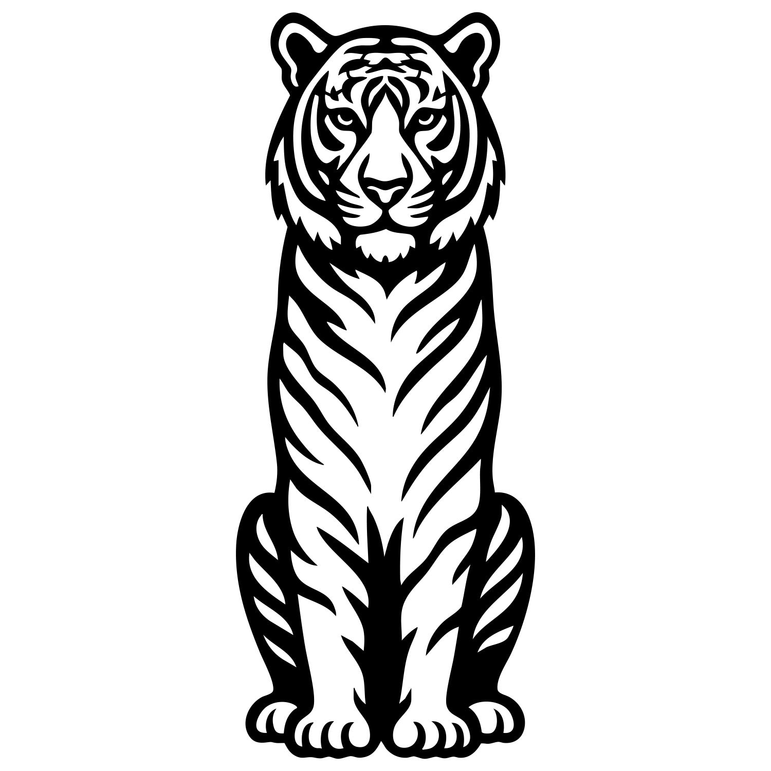 Tiger Silhouette DXF File – CNC Cutting Design | AWTIGER1