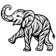 Tree‑Pattern Baby Elephant DXF File – CNC Cutting Design | AWELEPHANT135