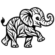 Tree‑Pattern Baby Elephant DXF File – CNC Cutting Design | AWELEPHANT136