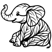 Tree‑Pattern Baby Elephant DXF File – CNC Cutting Design | AWELEPHANT138