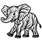 Tree‑Pattern Baby Elephant DXF File – CNC Cutting Design | AWELEPHANT140