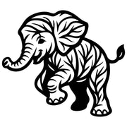 Tree‑Pattern Baby Elephant DXF File – CNC Cutting Design | AWELEPHANT142