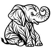 Tree‑Pattern Baby Elephant DXF File – CNC Cutting Design | AWELEPHANT143