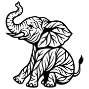 Tree‑Pattern Baby Elephant DXF File – CNC Cutting Design | AWELEPHANT144