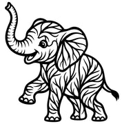 Tree‑Pattern Baby Elephant DXF File – CNC Cutting Design | AWELEPHANT147