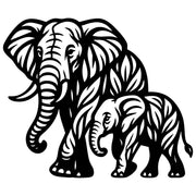 Tree‑Pattern Elephant Family DXF File – CNC Cutting Design | AWELEPHANT261