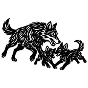 Tribal Wolf Family DXF File – CNC Cutting Design | AWWOLF175