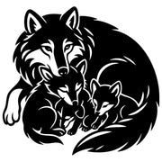 Tribal Wolf Family DXF File – CNC Cutting Design | AWWOLF181