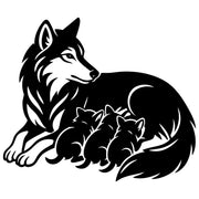 Tribal Wolf Family DXF File – CNC Cutting Design | AWWOLF182