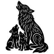 Tribal Wolf Family DXF File – CNC Cutting Design | AWWOLF186