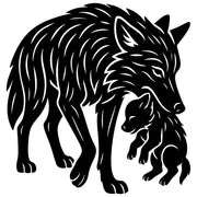 Tribal Wolf Family DXF File – CNC Cutting Design | AWWOLF187