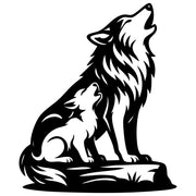 Tribal Wolf Family DXF File – CNC Cutting Design | AWWOLF188