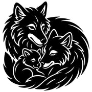 Tribal Wolf Family DXF File – CNC Cutting Design | AWWOLF193