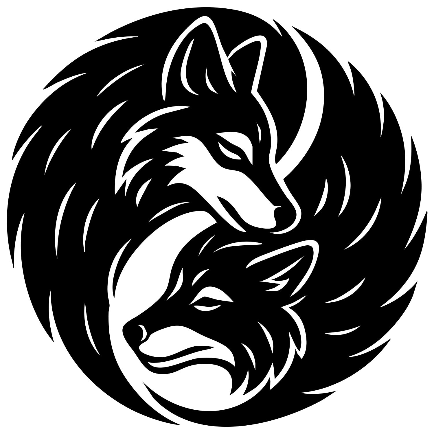 Tribal Wolf Family DXF File – CNC Cutting Design | AWWOLF194