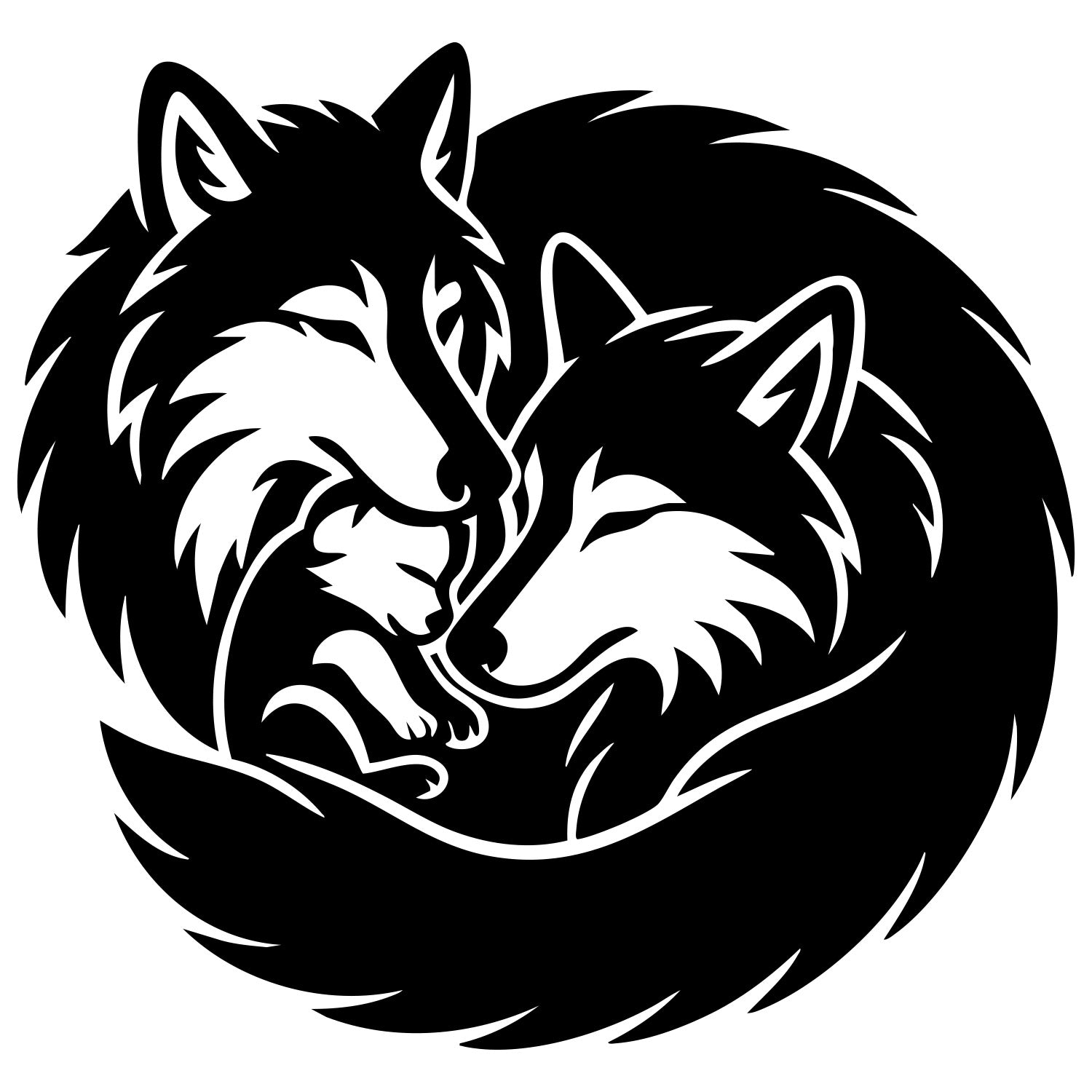 Tribal Wolf Family DXF File – CNC Cutting Design | AWWOLF197