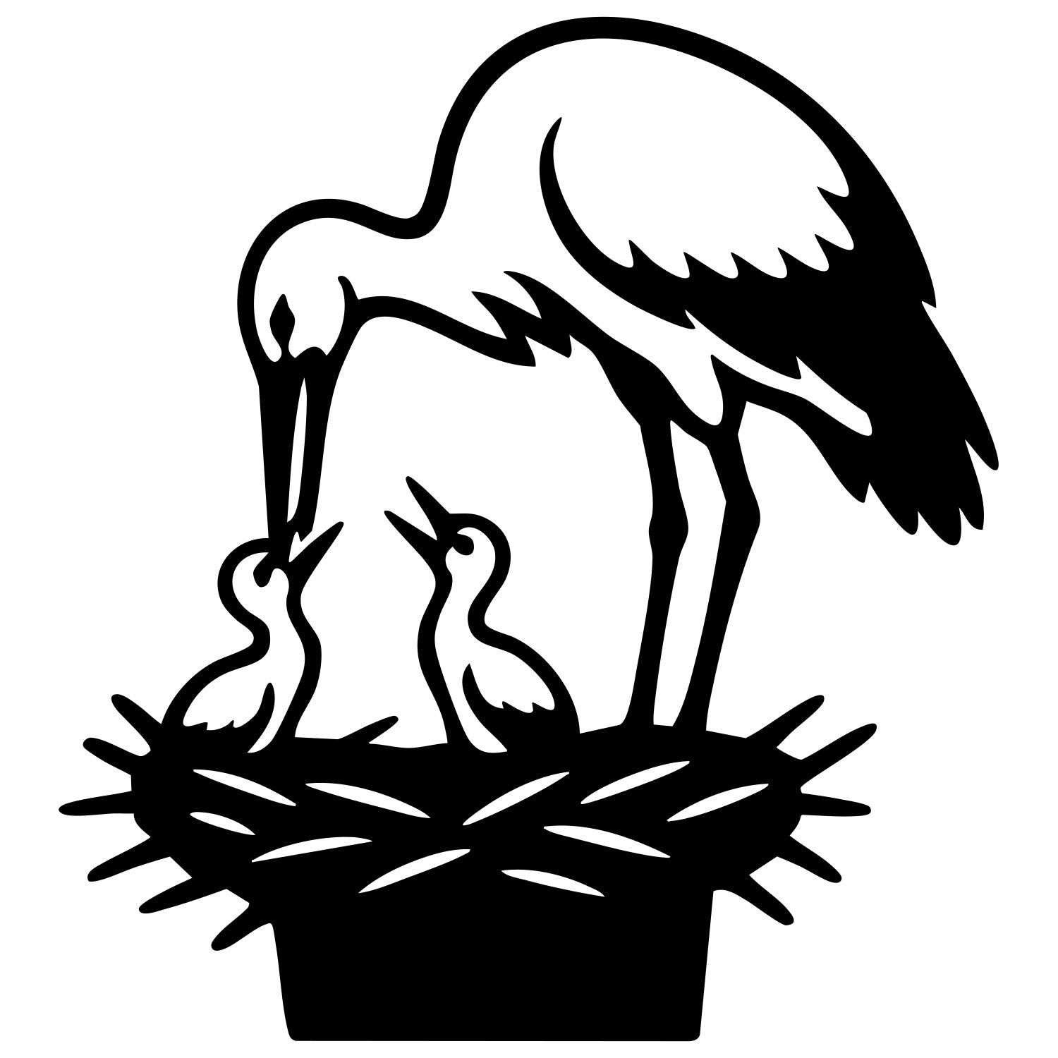 White Stork DXF File – CNC Cutting Design | ABSTORK10