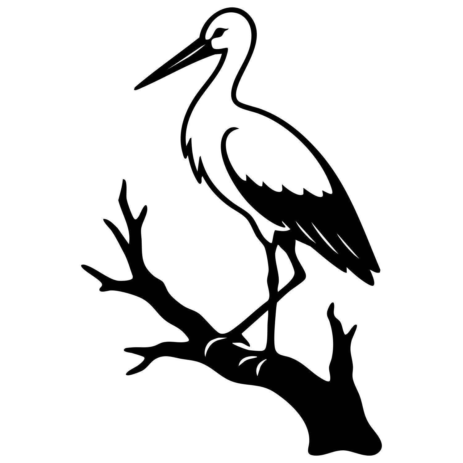 White Stork DXF File – CNC Cutting Design | ABSTORK12