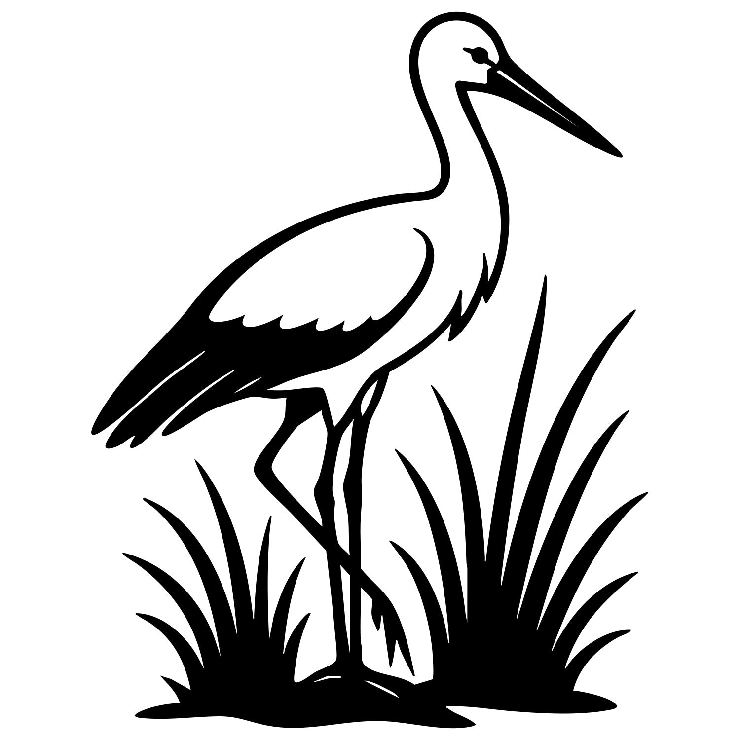 White Stork DXF File – CNC Cutting Design | ABSTORK18